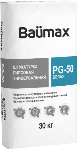 Штукатурка гипсовая Baumax PG-50 белая, 30 кг Dauer