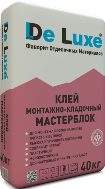 Клей монтажный для блоков МАСТЕРБЛОК De Luxe 40 кг
